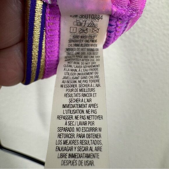 Victoria’s Secret Purple Rainbow Stripe Plunge Push Up Swimsuit Bikini Top 36D - Picture 6 of 6